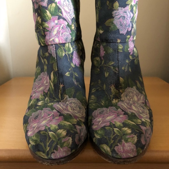 Rag and Bone nubuk suede floral print booties - Picture 3 of 5